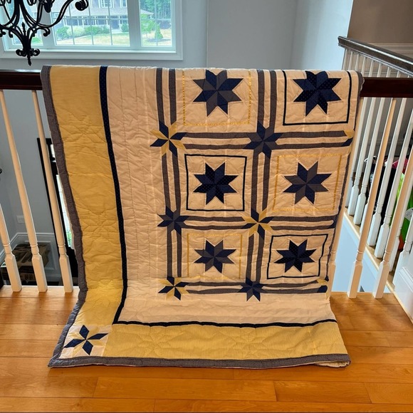 Star Quilt Hand Sewn and Machine Stitched 84" x 86" Homemade Plaid Polka Dot - Picture 15 of 16